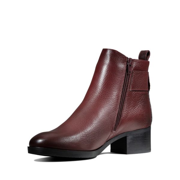 Clarks Womens Mila Charm Biker Boots Burgundy | UK-9741652